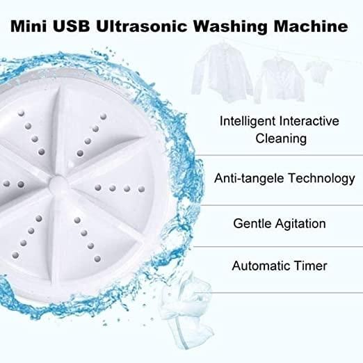 2In1 Mini Washing Machine Portable Rotating Ultrasonic Turbine Washer