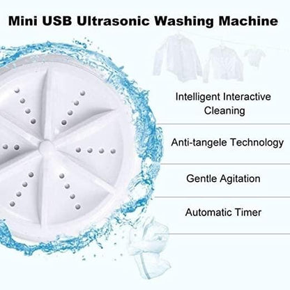 2In1 Mini Washing Machine Portable Rotating Ultrasonic Turbine Washer
